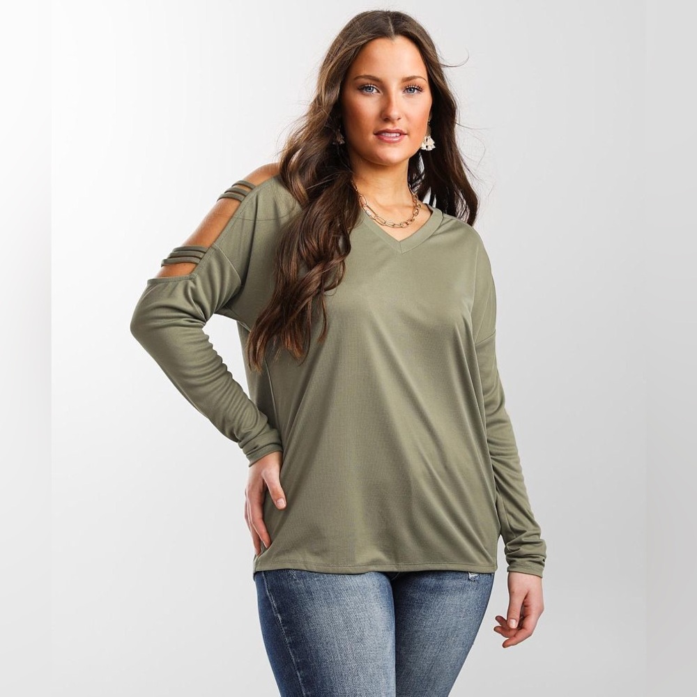 BKE Strappy Cold Shoulder Top - long sleeved 
Women's Shirts & Blouses - medium